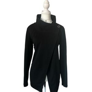 Y2K “Danskin” Black Asymmetrical Wrap Style Long Sleeve Cardigan